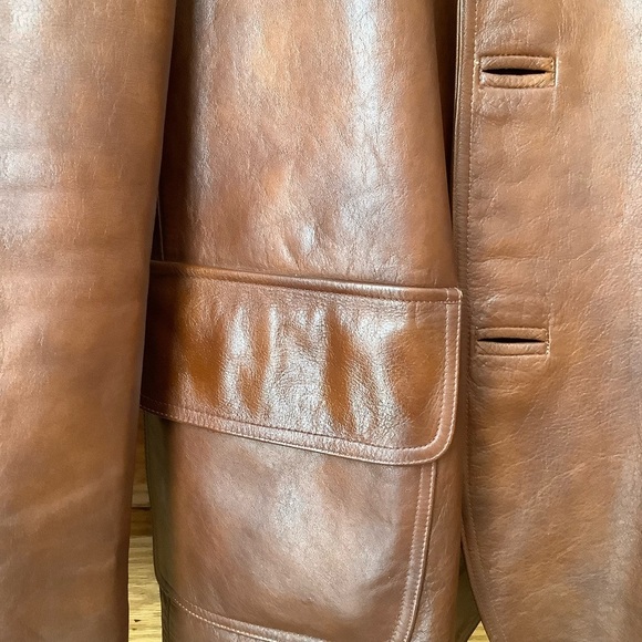 VINTAGE 70's Menswear Brown Leather Blazer - Picture 13 of 16